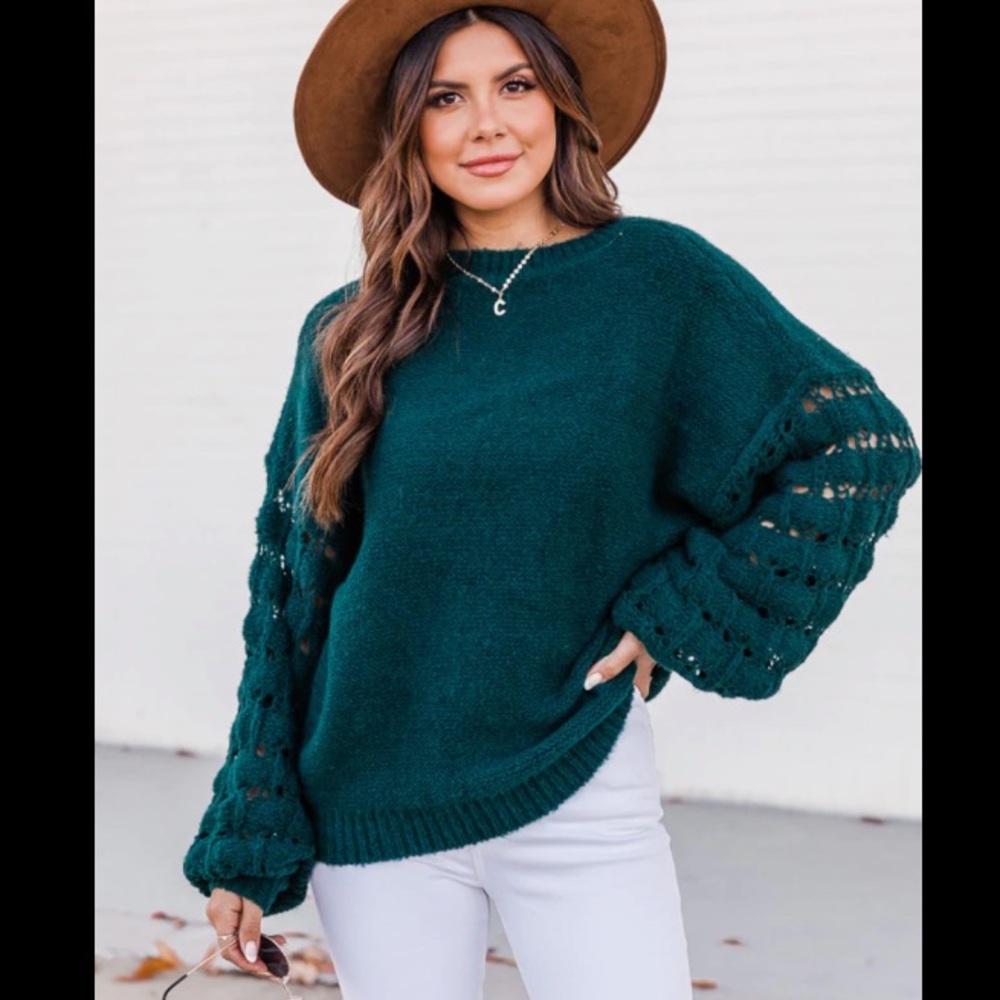 PINK LILY BOUTIQUE Perfect Time for Love Evergreen Sweater